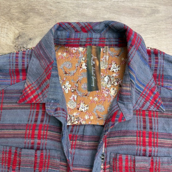 Aratta Silent Journey Flannel Shirt Jacket Patched Boho Grunge Ombre Bohemian - Picture 4 of 14